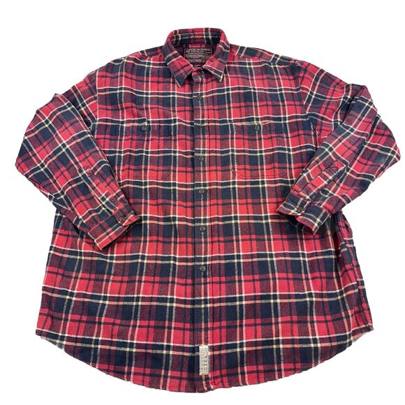 Abercrombie & Fitch Chamois Flannel Long Sleeve Button Down Red Black Size XL - Picture 1 of 8